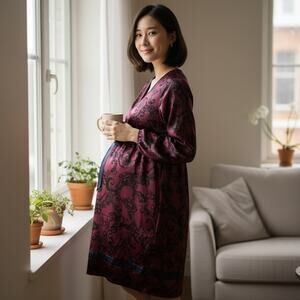 Everly Grey Sarah Maternity Dress Magenta Swirl Size Small NWT Empire‎ Waist